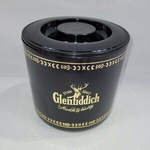 Glenfiddich Scotch Whisky 6.25" Plastic Ice Bucket Pail Black Gold Lid & Liner